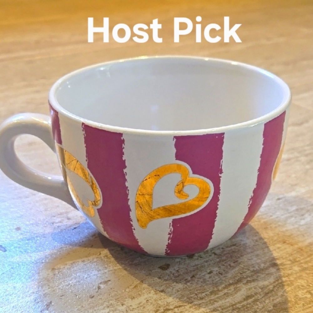 Victoria's Secret RARE "Tea for Two" Oversized Pink and Gold Heart Mug